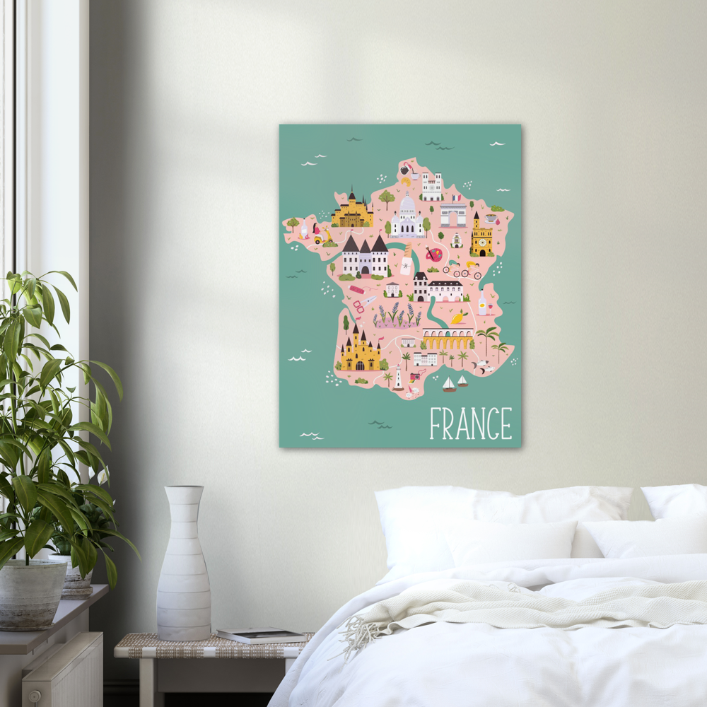 France Map Illustration Poster